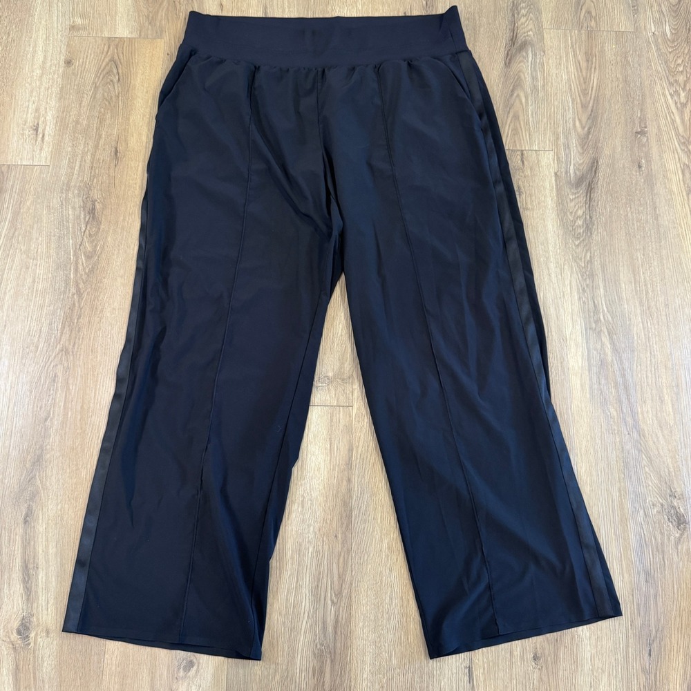 Athleta Nolita Wide Leg High Rise Size 20 Pull On Pants in Black Athletic Travel